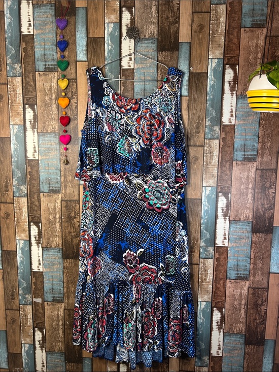 Rafaella Dresses & Skirts - Rafaella Navy Floral & Multicolor Print Midi Dress